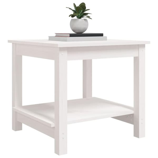 vidaXL Salongbord hvit 50x50x45 cm heltre furu