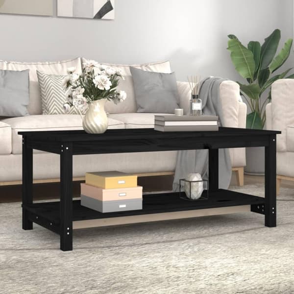 vidaXL Salongbord svart 110x55x45 cm heltre furu