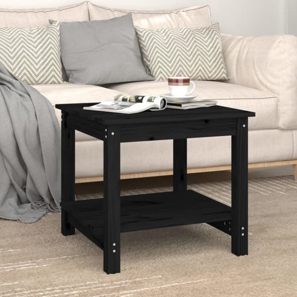 vidaXL Salongbord svart 50x50x45 cm heltre furu