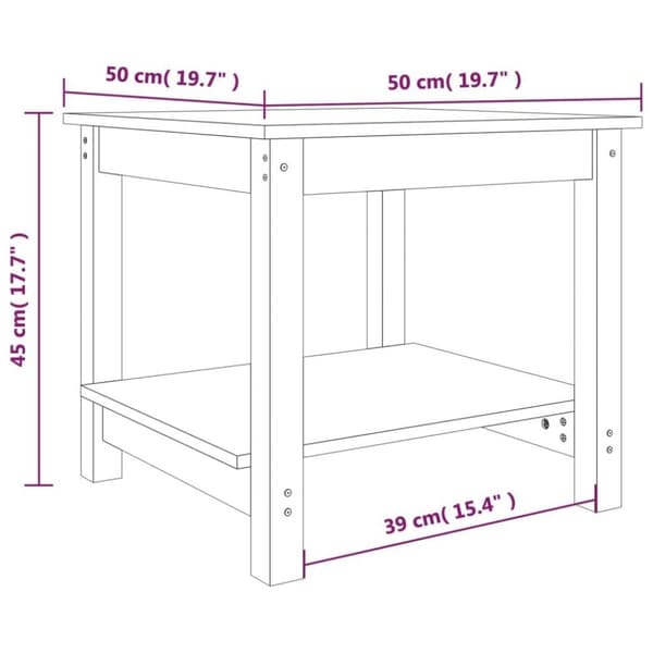 vidaXL Salongbord svart 50x50x45 cm heltre furu