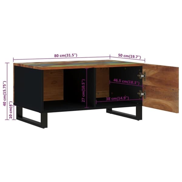vidaXL Salongbord 80x50x40 cm gjenvunnet heltre og konstruert tre