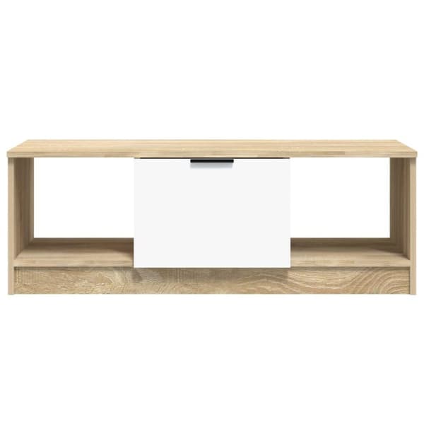 vidaXL sofabord 102x50x36 cm konstrueret træ hvid og sonoma-eg