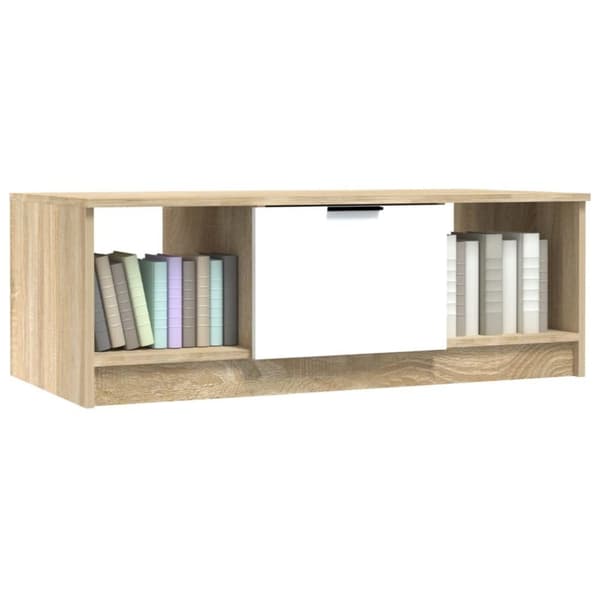 vidaXL sofabord 102x50x36 cm konstrueret træ hvid og sonoma-eg