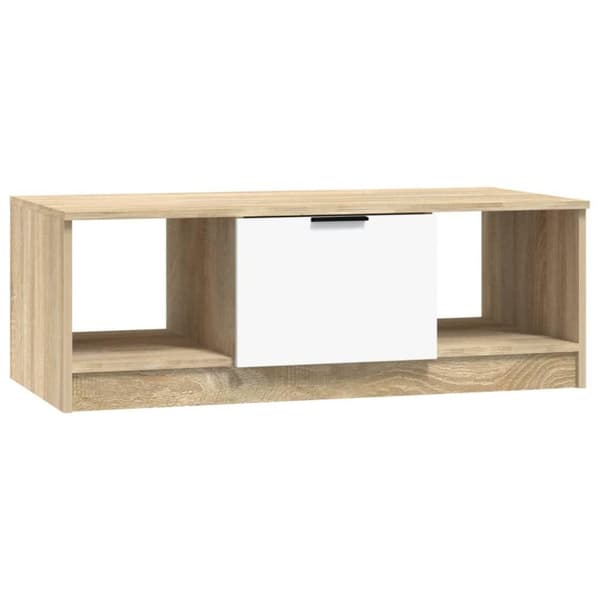 vidaXL sofabord 102x50x36 cm konstrueret træ hvid og sonoma-eg