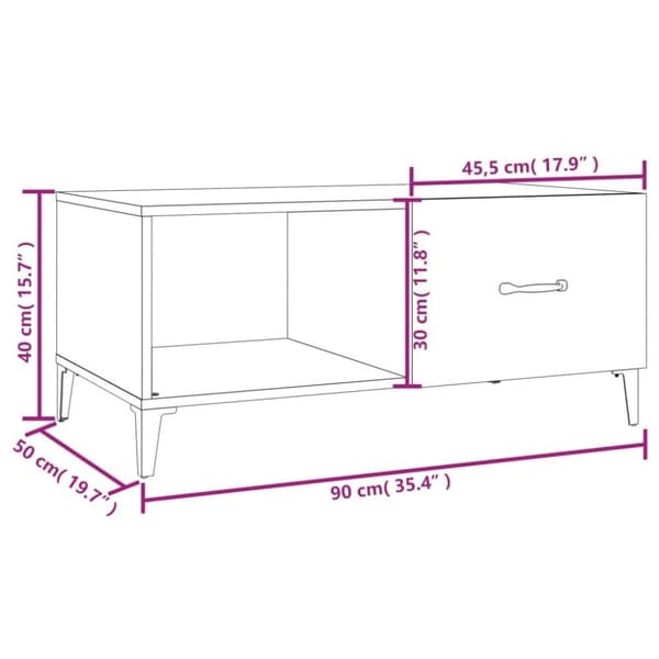 vidaXL sofabord 90x50x40 cm konstrueret træ sort