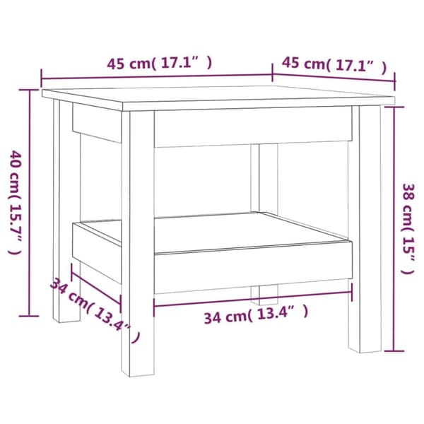 vidaXL sofabord 45x45x40 cm massivt fyrretræ