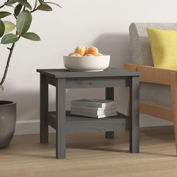 vidaXL sofabord 45x45x40 cm massivt fyrretræ grå