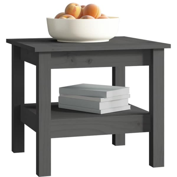 vidaXL sofabord 45x45x40 cm massivt fyrretræ grå