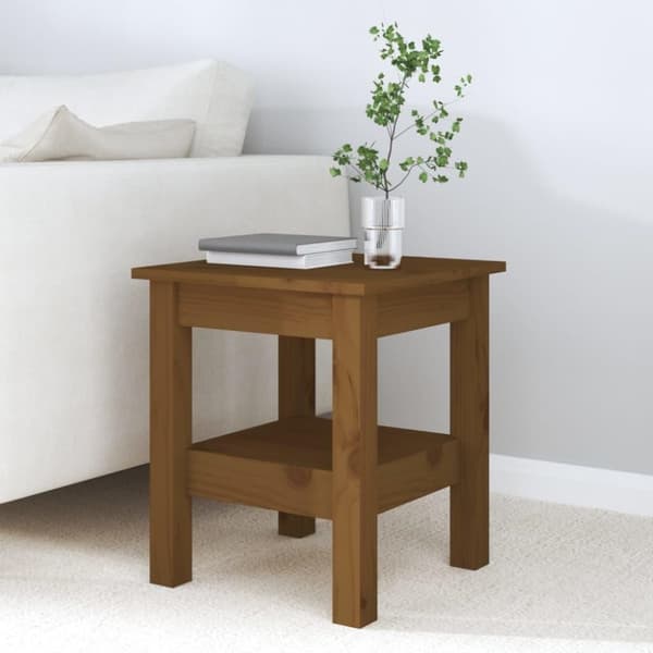 vidaXL sofabord 35x35x40 cm massivt fyrretræ gyldenbrun