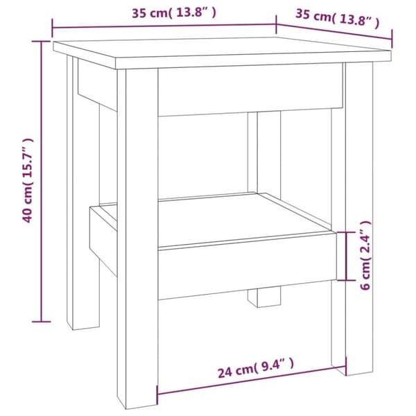 vidaXL sofabord 35x35x40 cm massivt fyrretræ gyldenbrun