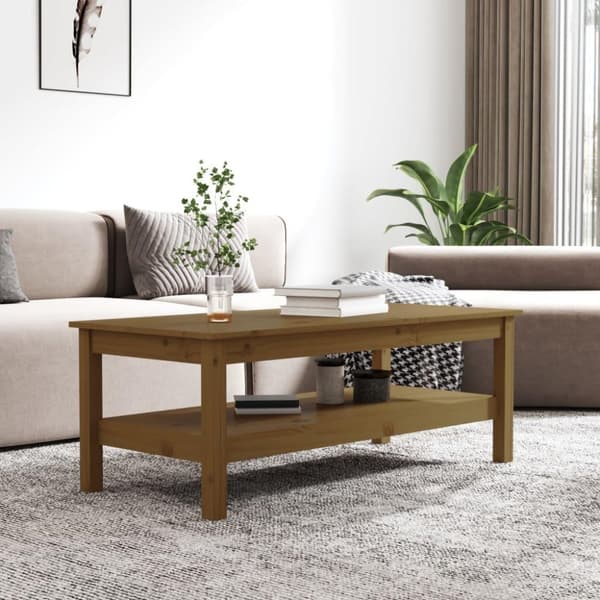 vidaXL sofabord 110x50x40 cm massivt fyrretræ gyldenbrun