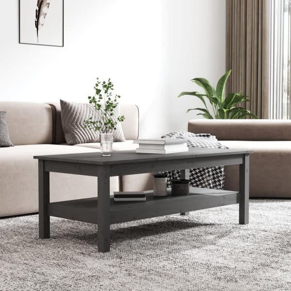 vidaXL sofabord 110x50x40 cm massivt fyrretræ grå