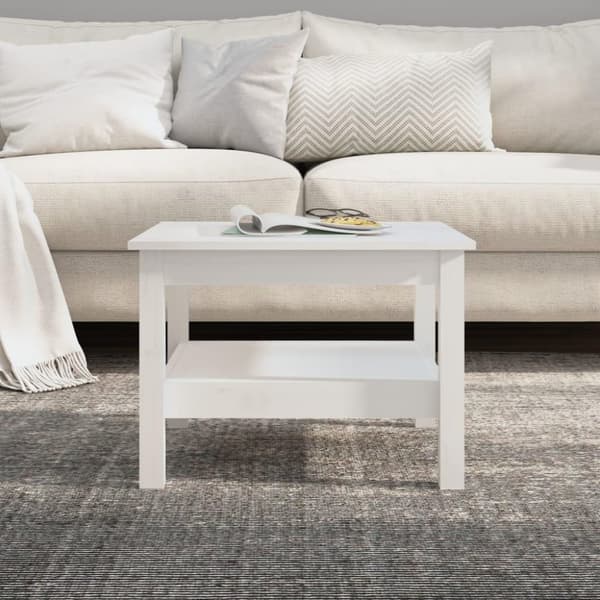 vidaXL sofabord 55x55x40 cm massivt fyrretræ hvid