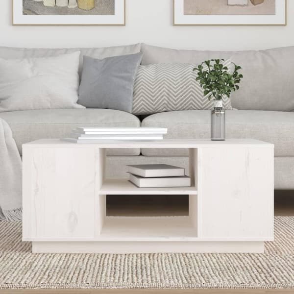 vidaXL Soffbord vit 90x49x40,5 cm massiv furu