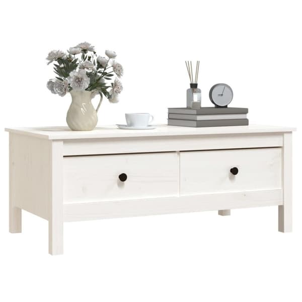 vidaXL Salongbord hvit 100x50x40 cm heltre furu