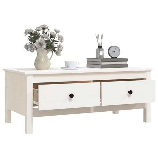 vidaXL Salongbord hvit 100x50x40 cm heltre furu