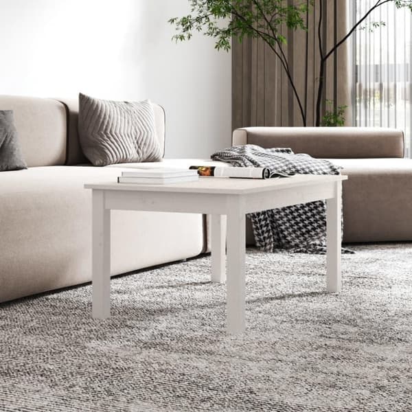 vidaXL Sohvapöytä valkoinen 80x50x40 cm täysi mänty