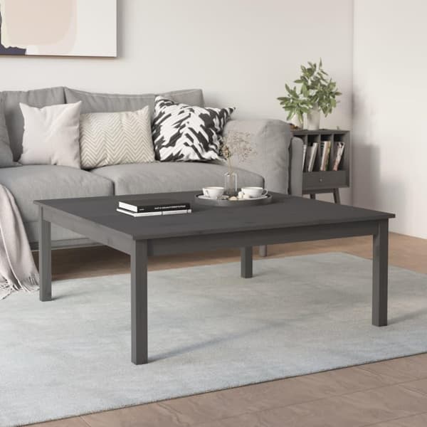 vidaXL sofabord 100x100x40 cm massivt fyrretræ grå