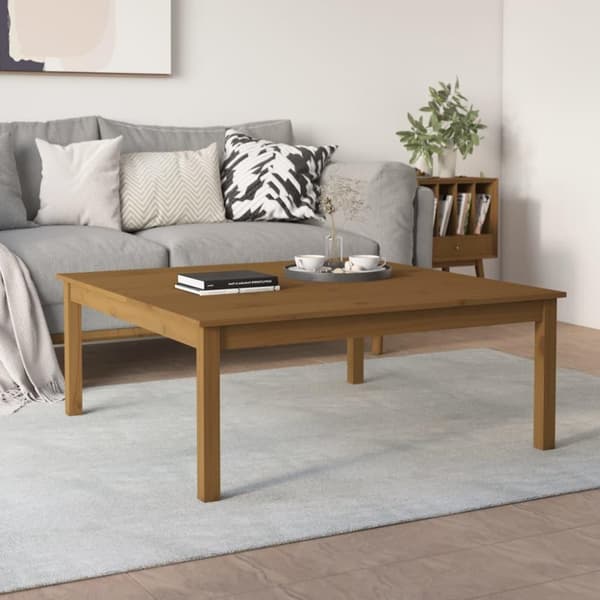 vidaXL Sohvapöytä hunajanruskea 100x100x40 cm täysi mänty