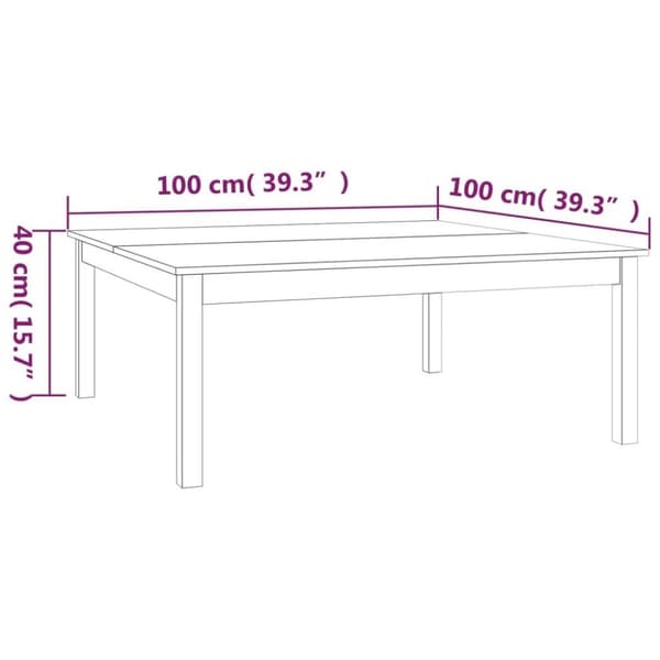 vidaXL Sohvapöytä hunajanruskea 100x100x40 cm täysi mänty