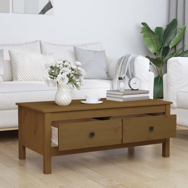 vidaXL sofabord 100x50x40 cm massivt fyrretræ gyldenbrun