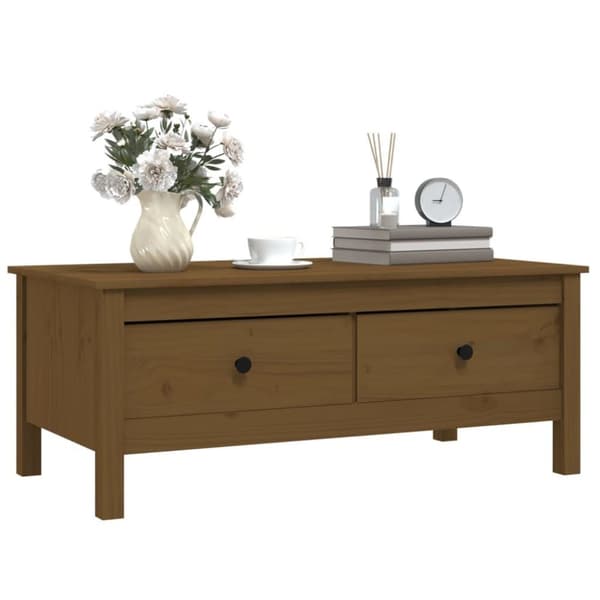 vidaXL sofabord 100x50x40 cm massivt fyrretræ gyldenbrun