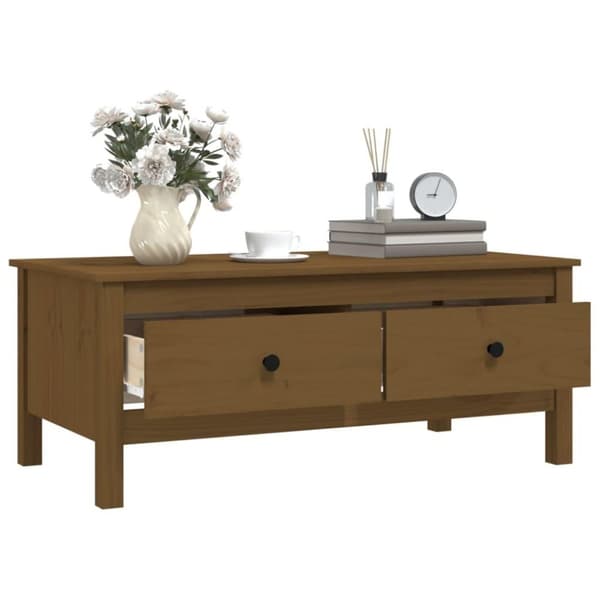 vidaXL sofabord 100x50x40 cm massivt fyrretræ gyldenbrun