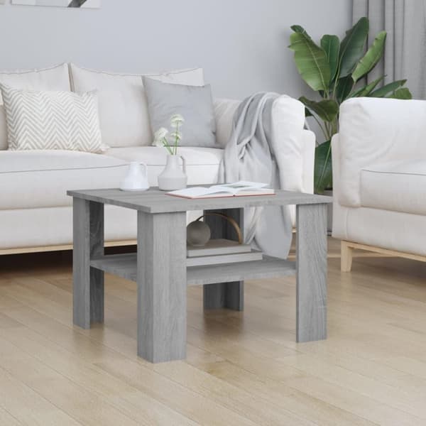 vidaXL Sohvapöytä harmaa Sonoma 60x60x42 cm tekninen puu