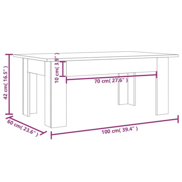 vidaXL sofabord 100x60x42 cm konstrueret træ røget egetræsfarve