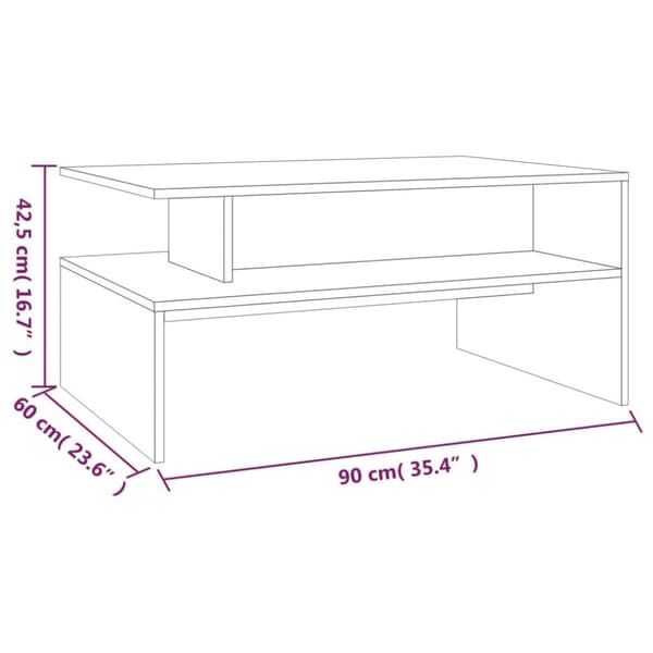 vidaXL sofabord 90x60x42,5 cm konstrueret træ røget egetræsfarve
