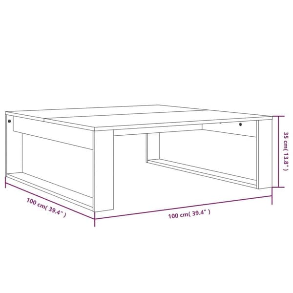 vidaXL Sohvapöytä harmaa Sonoma 100x100x35 cm tekninen puu