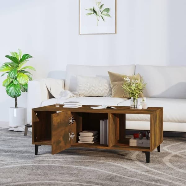 vidaXL sofabord 102x50x40 cm konstrueret træ røget egetræsfarve