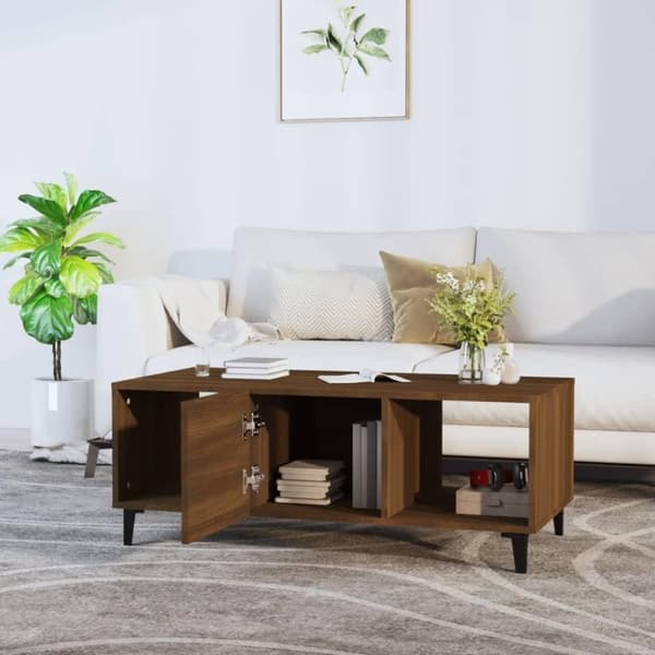 vidaXL sofabord 102x50x40 cm konstrueret træ brun egetræsfarve