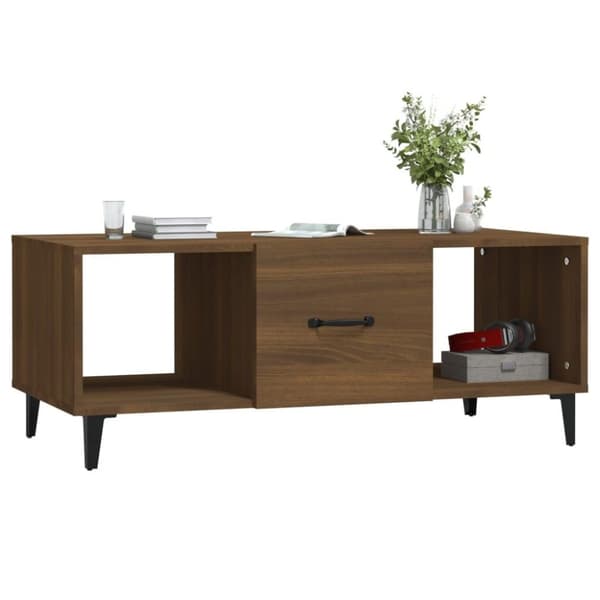 vidaXL sofabord 102x50x40 cm konstrueret træ brun egetræsfarve