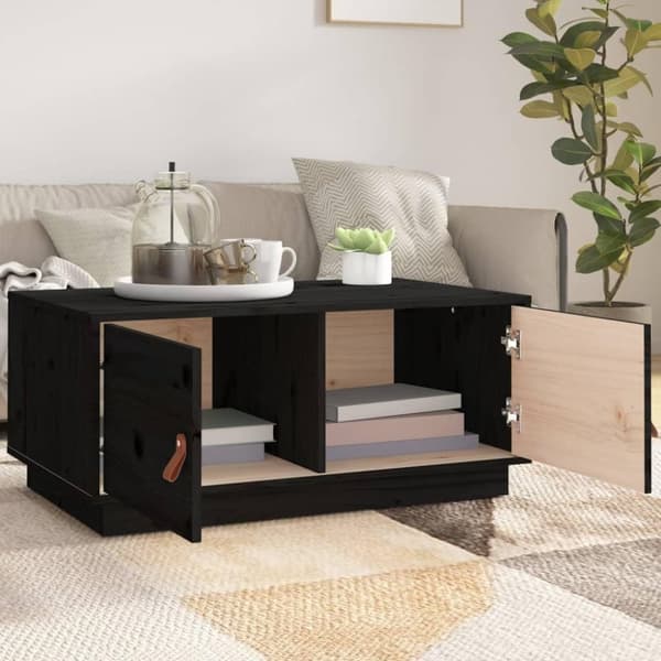 vidaXL Soffbord svart 80x50x35 cm massiv furu