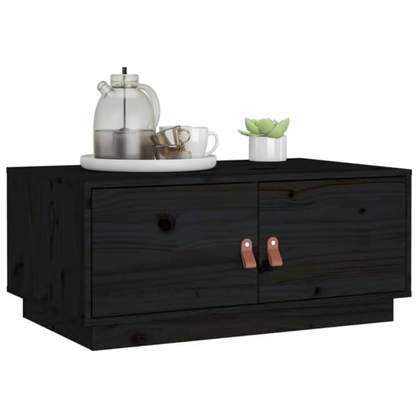 vidaXL Soffbord svart 80x50x35 cm massiv furu