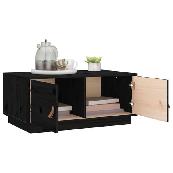 vidaXL Soffbord svart 80x50x35 cm massiv furu