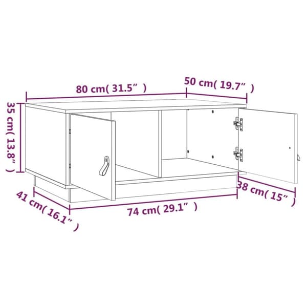 vidaXL Soffbord svart 80x50x35 cm massiv furu