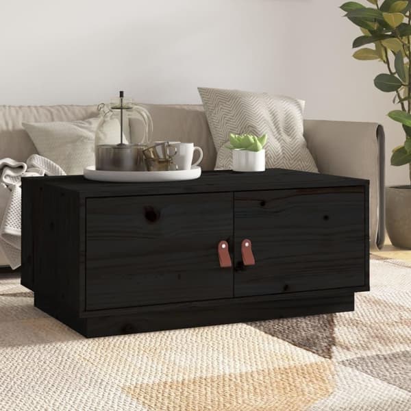 vidaXL Soffbord svart 80x50x35 cm massiv furu