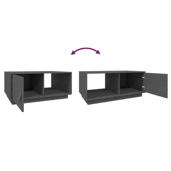 vidaXL Salongbord grå 80x50x35,5 cm heltre furu