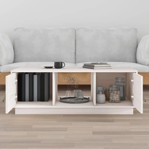 vidaXL Salongbord hvit 100x50x35 cm heltre furu