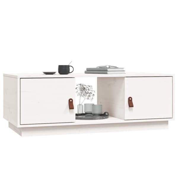 vidaXL Salongbord hvit 100x50x35 cm heltre furu