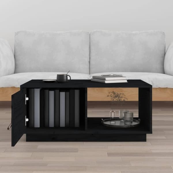 vidaXL Soffbord svart 80x50x35,5 cm massiv furu