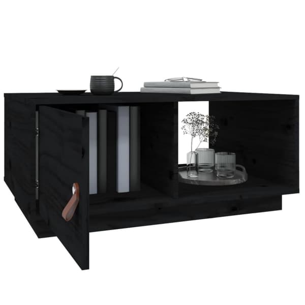 vidaXL Soffbord svart 80x50x35,5 cm massiv furu