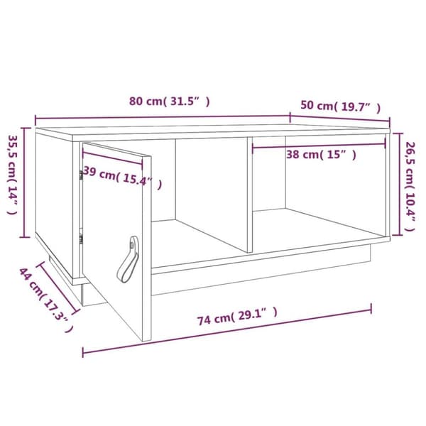 vidaXL Soffbord svart 80x50x35,5 cm massiv furu