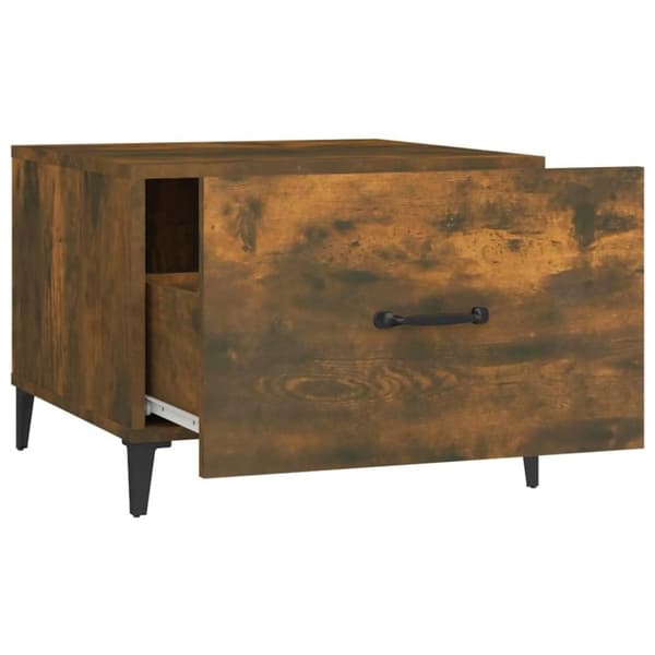 vidaXL sofabord med metalben 50x50x40 cm røget egetræsfarve