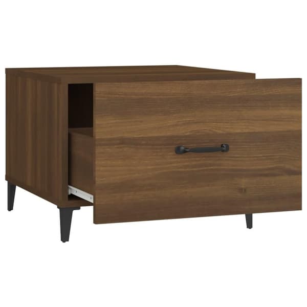 vidaXL Sohvapöydät metallijaloilla 2 kpl ruskea tammi 50x50x40 cm