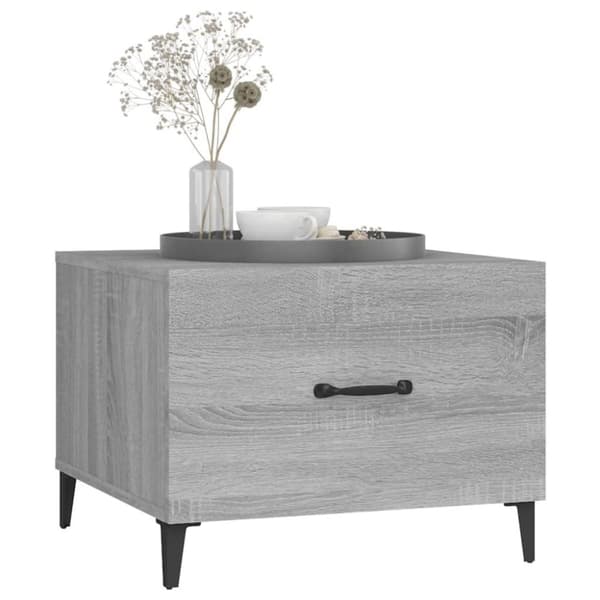 vidaXL sofaborde med metalben 2 stk. 50x50x40 cm grå sonoma-eg
