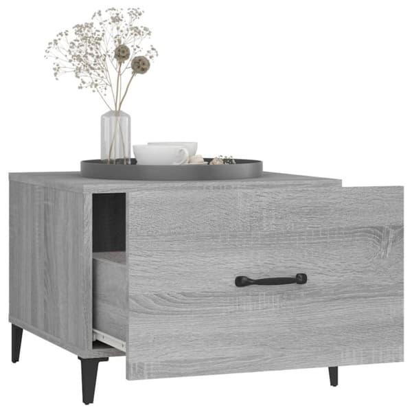 vidaXL sofaborde med metalben 2 stk. 50x50x40 cm grå sonoma-eg