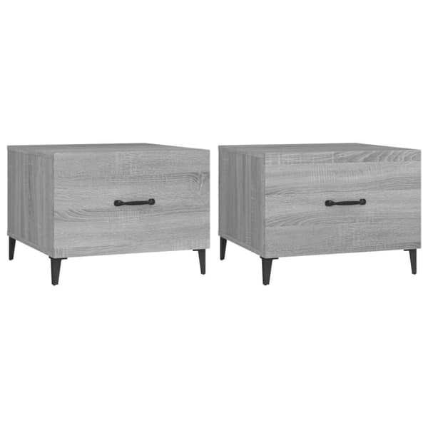 vidaXL sofaborde med metalben 2 stk. 50x50x40 cm grå sonoma-eg